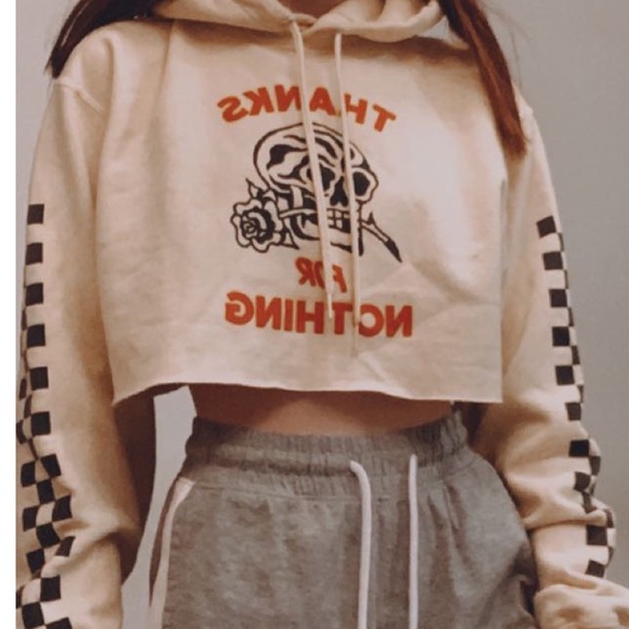 Cropped Yellow swallows and daggers hoodie - Picture 2 of 2